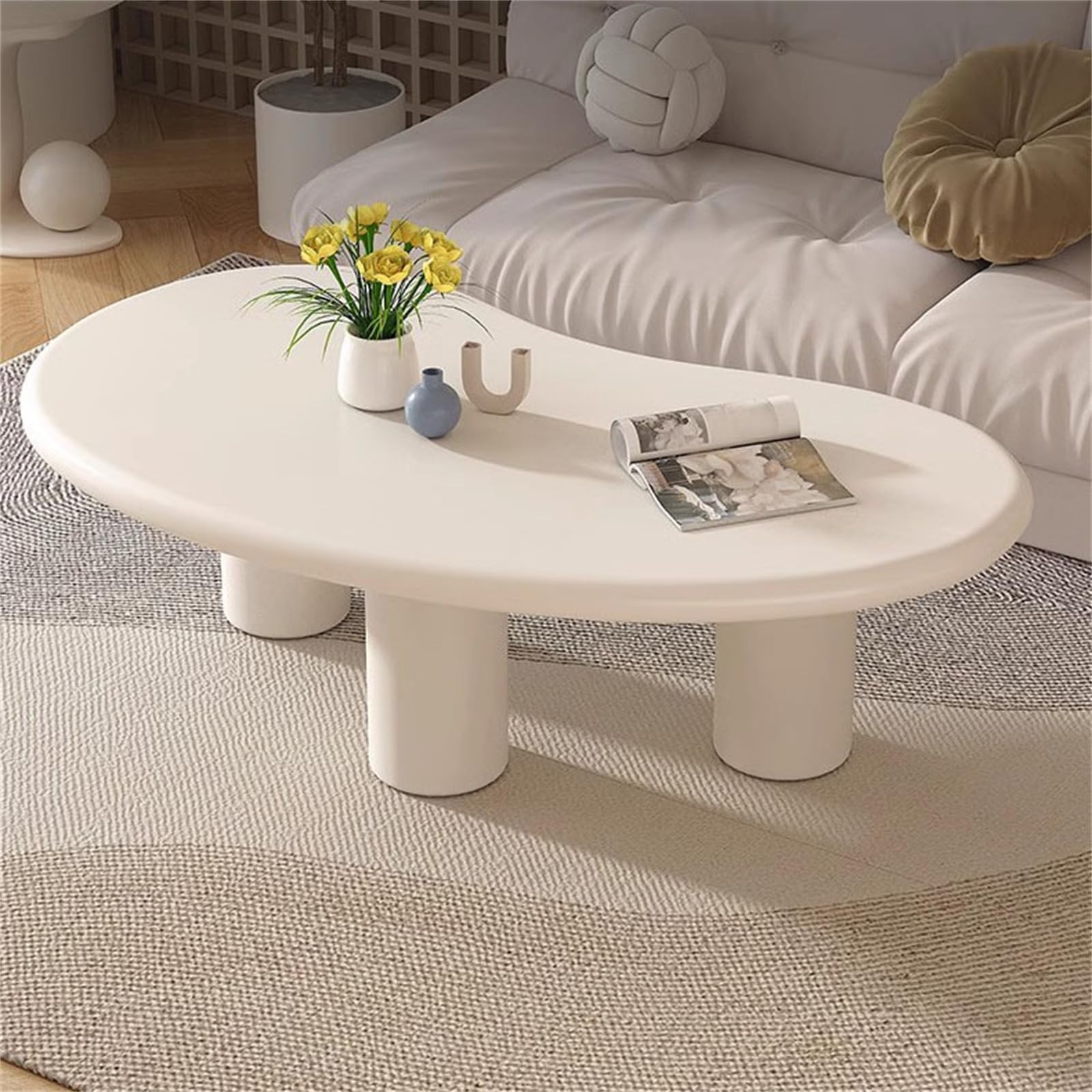Cute Cartoon Irregular Shaped Tea Table,Modern White Round Corner