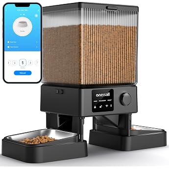 oneisall 5L Automatic Cat Feeder 2 Bowls with 5G/2.4G WiFi