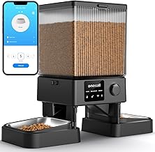 oneisall 5L Automatic Cat Feeder 2 Bowls, 5G/2.4G WiFi Smart Food Machine for Cats/Dogs, Easy Operation with App Control, with 2 Stainless Steel Bowls, Voice Recorder