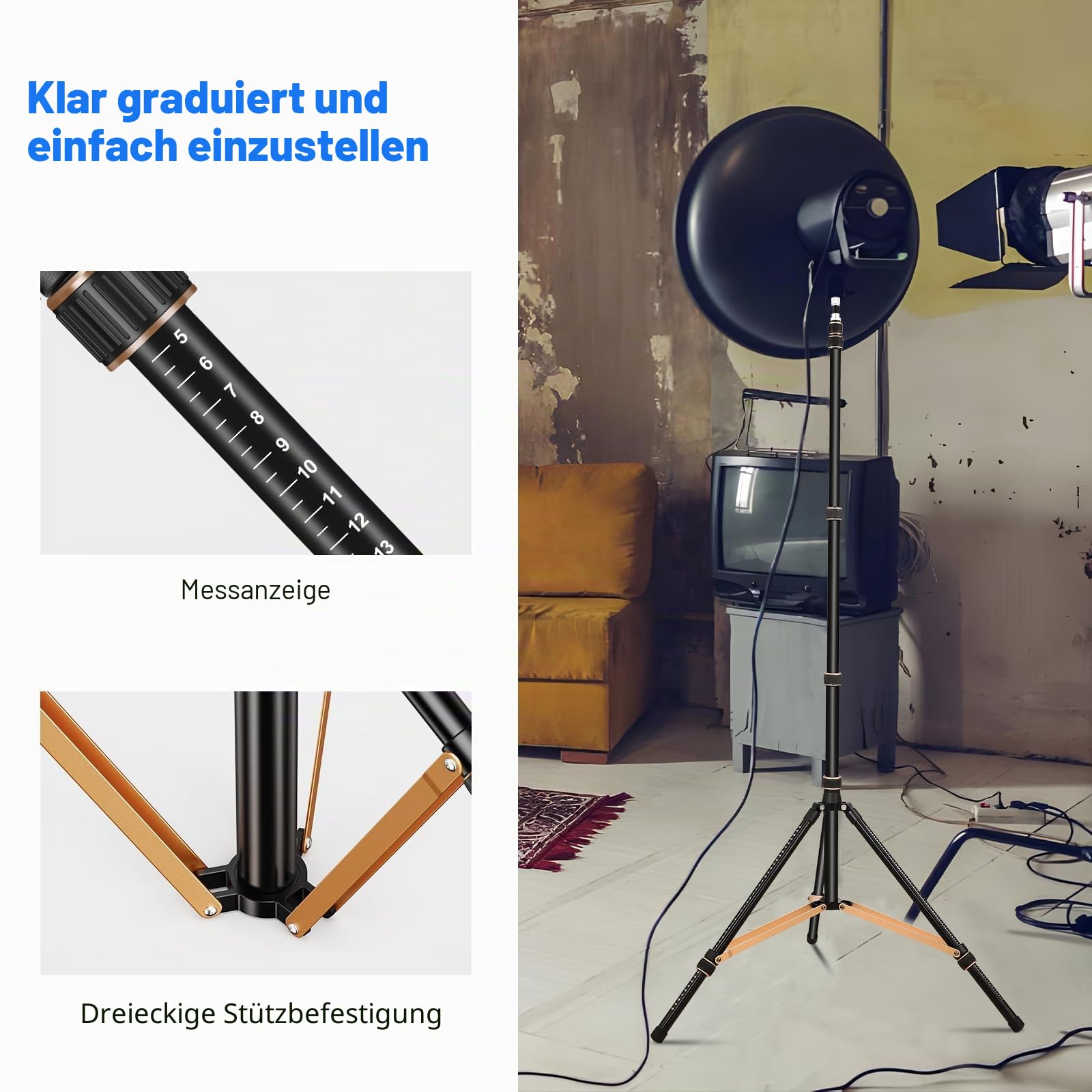 Soonpho Lichtstativ aus Aluminiumlegierung mit 180° umkehrbaren Beinen,1/4"-3/8" Schraubadapter und Tasche,102,36in/260cm tragbares Reisestativ für die Fotografie im Freien, Speedlite Strobe Softbox