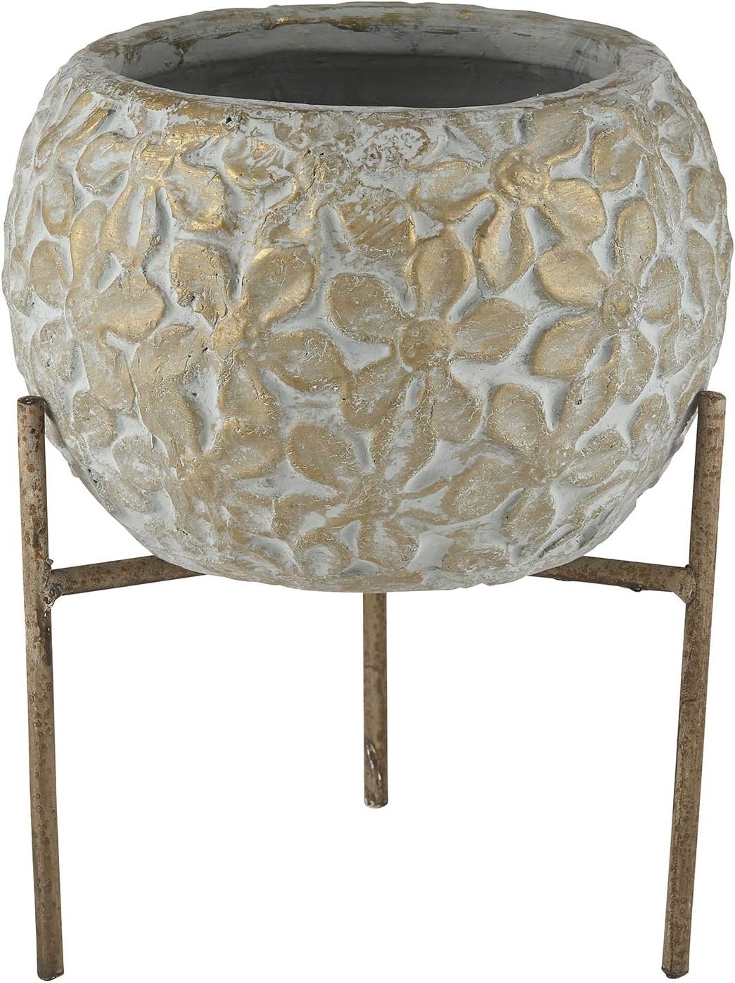 47th & Main Vintage Ceramic Vase 8.26 x 10.23-inches, Terracotta Blue Floral