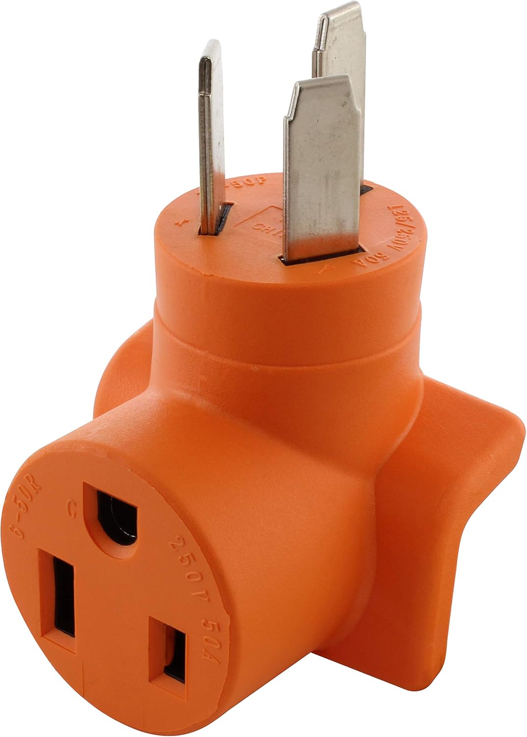 AC WORKS [WD1050650] 50A 3-Prong Dryer/Welder 10-50 Plug to 6-50R 50A 250V Welder Adapter