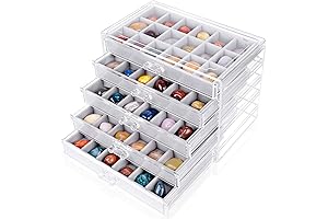 90 Grid Gemstone Fossil Crystal Stone Display Case Organizer Rock Collections Storage