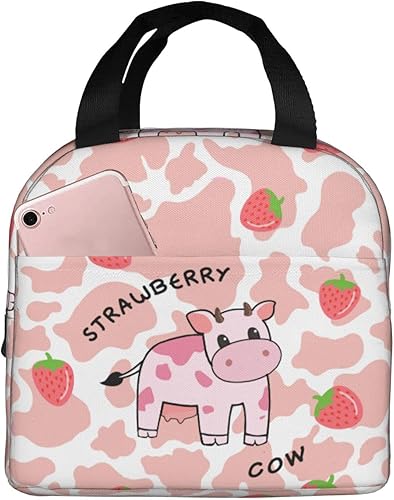 Lonchera con diseño de flores de gato negro bonita bolsa de almuerzo aislada para adolescentes niños y niñas adultos pequeña bolsa de almuerzo