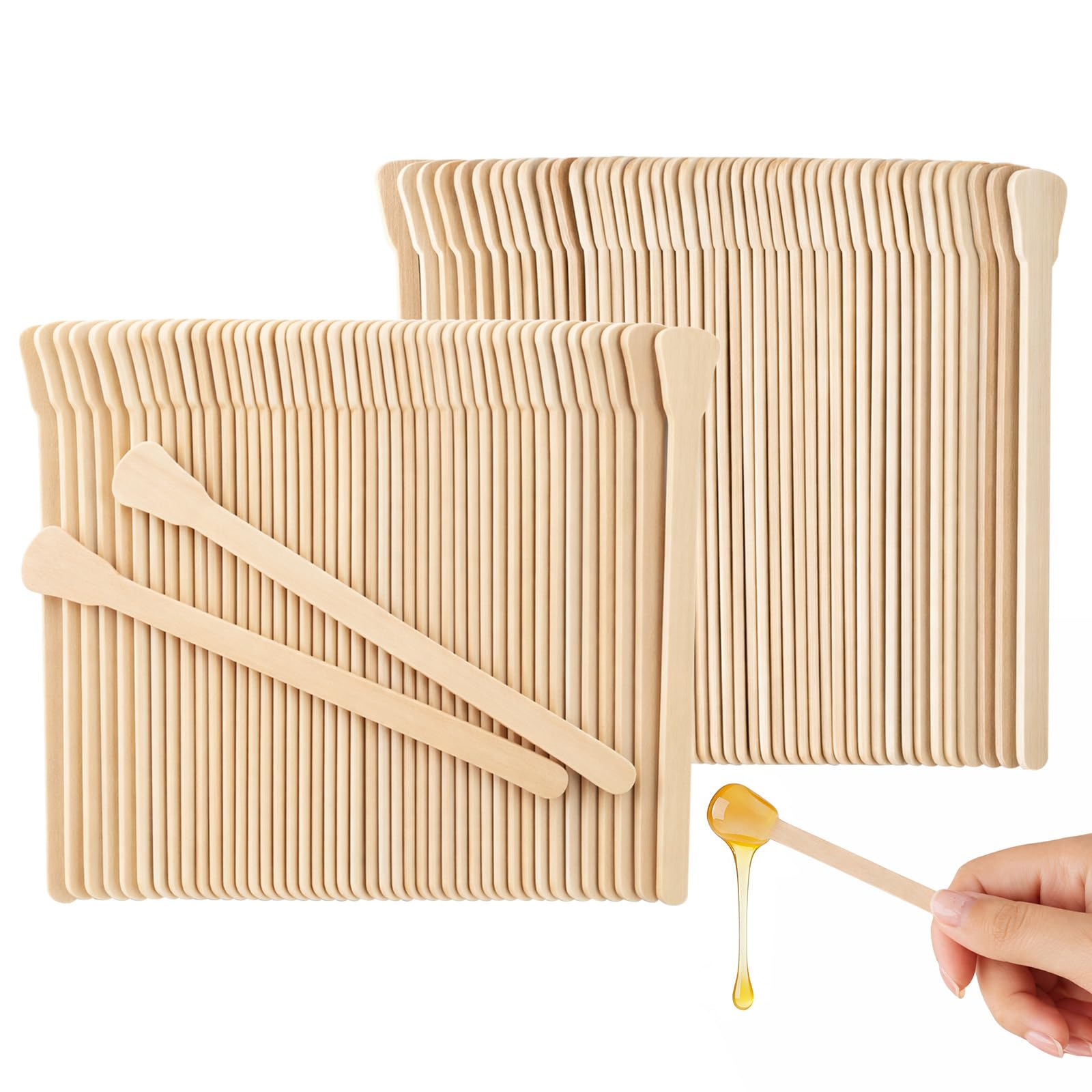 100 Wooden Hair Removal Sticks - Disposable Wooden Waxing Strips - Large Wooden Waxing Strips for Body Waxing, Wooden Waxing Strip Set