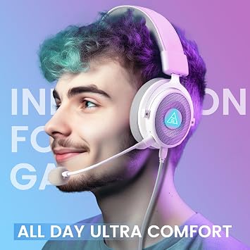 EKSA USB Gaming Headset for PC, Computer Headphones with Detachable Noise Cancelling Microphone, 7.1 Surround Sound, 50MM Driver, Wired Headset with Mic for PS4/PS5, Xbox One, Laptop, Work