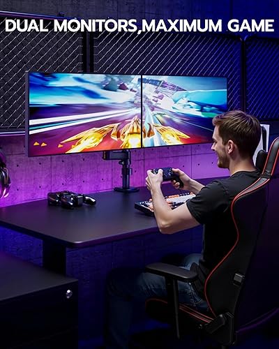 Miniatura 8 de ARES WING Soporte para Monitor Dual - Brazo de Monitor Ultraancho para Pantalla Curva de Servicio Pesado de 17 a 40 Pulgadas hasta 26.4 libras con