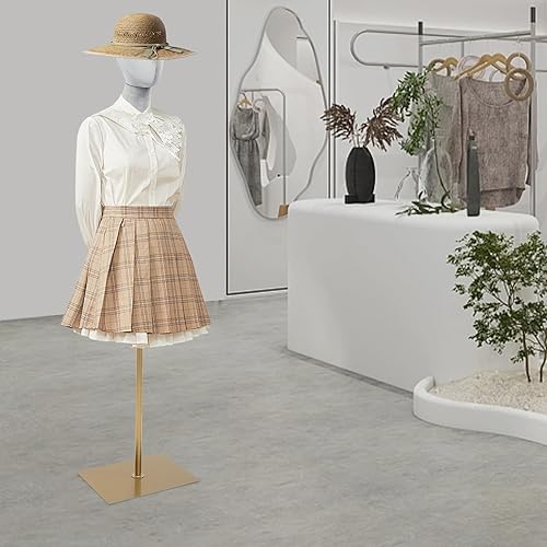 Miniatura 7 de Torso de maniquí femenino con cabeza y brazos posables, forma de vestido ajustable en altura, soporte de medio maniquí, maniquí de ropa con