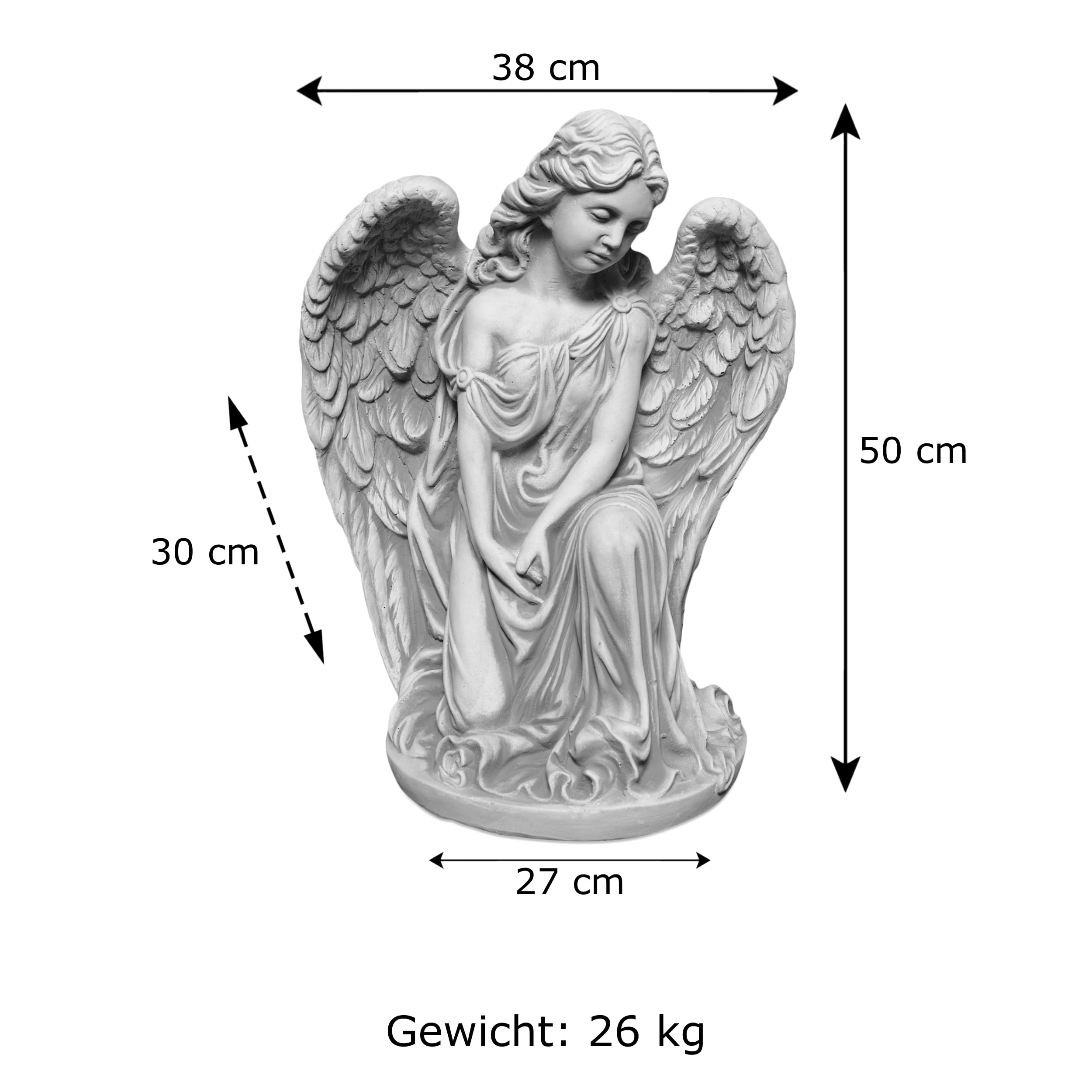 gartendekoparadies.de Figure de Pierre Massive Ange Assis Grand en Pierre reconstituée, résistant au Gel