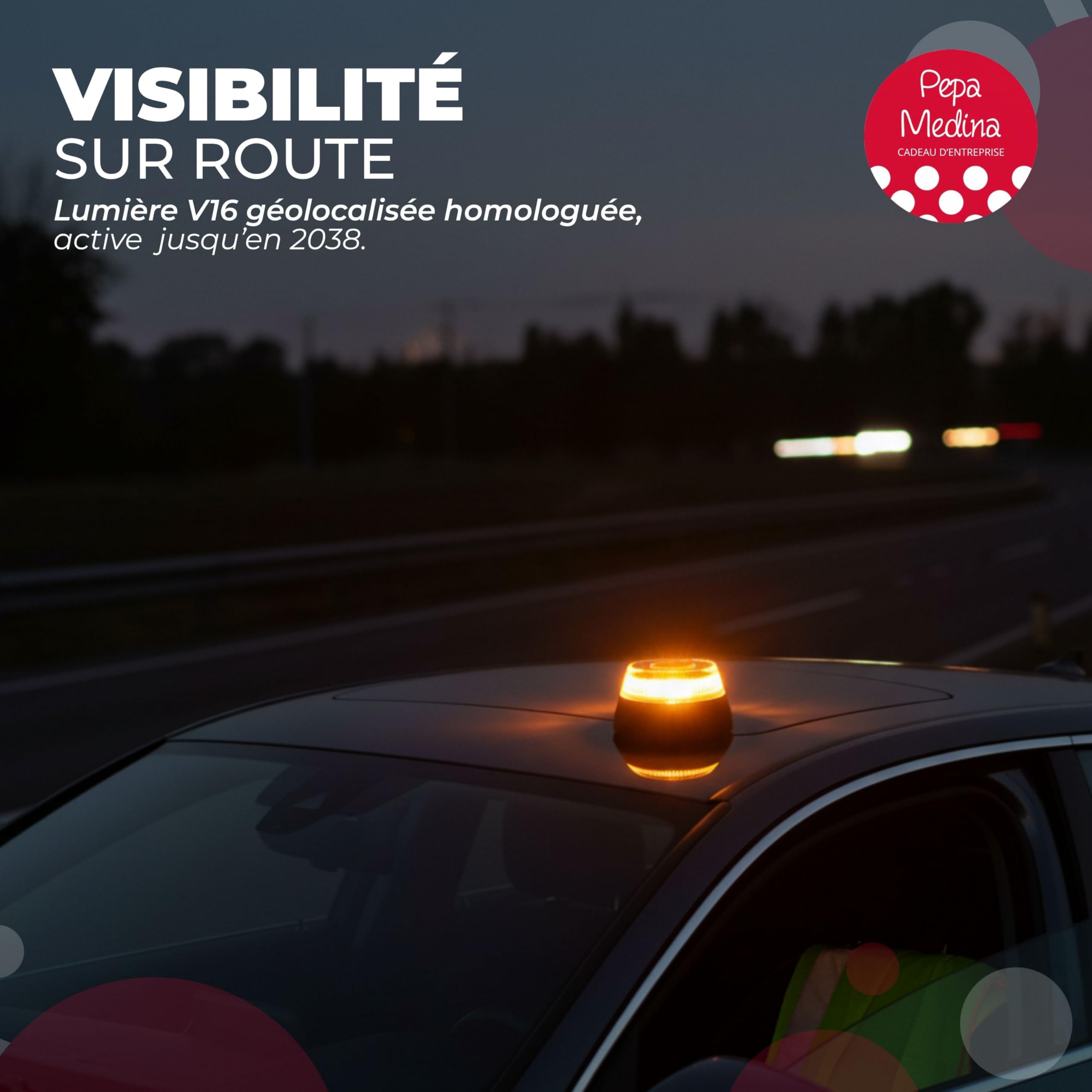 Kit d’Urgence et Sécurité Automobile : Balise V16 Géolocalisée Homologuée DGT 2026, Gilet Réfléchissant, Marteau de Sécurité Multifonction, Coupe-Ceinture, Lampe LED et Pochette Compacte