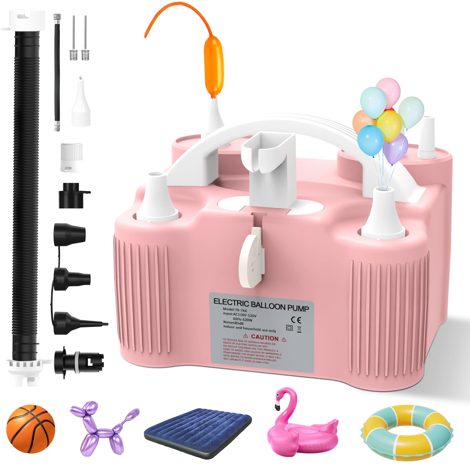 PlusFive 4-in-1 Electric Balloon Pump for All Balloons, Multi-Functional Air Pump with Dual Motor, Electric Pump for Quick Inflate & Deflate Latex/Foil/260q/Long Balloons& Balls& SwimmingPool & Airbed — image 1