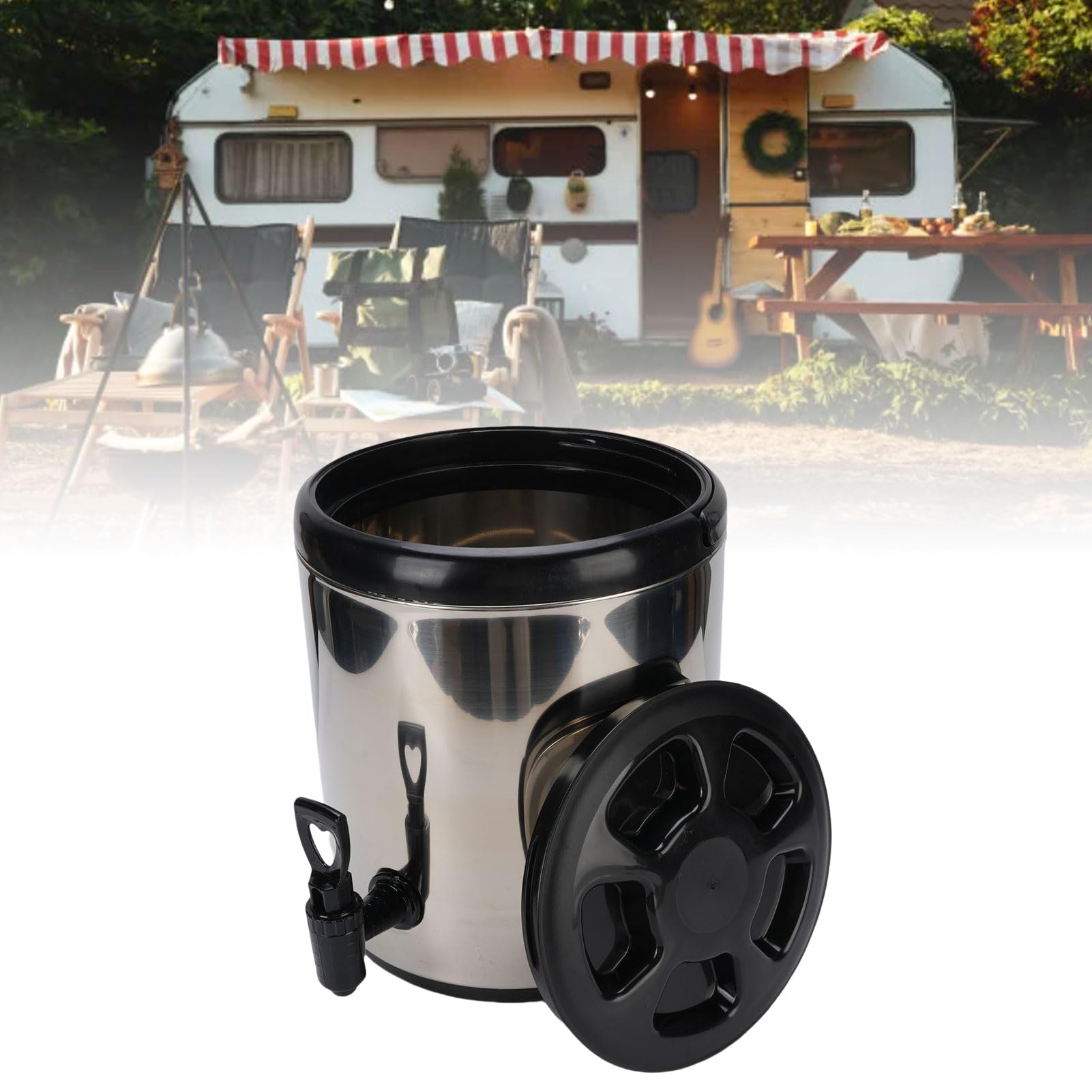 6 l isolierter Getränkespender, Getränkeserver, 304 Edelstahl, tragbarer Spender für Heiß- und Kaltgetränke mit Zapfhahn für Milch, Tee, Saft, Suppe, Tee (Silber)