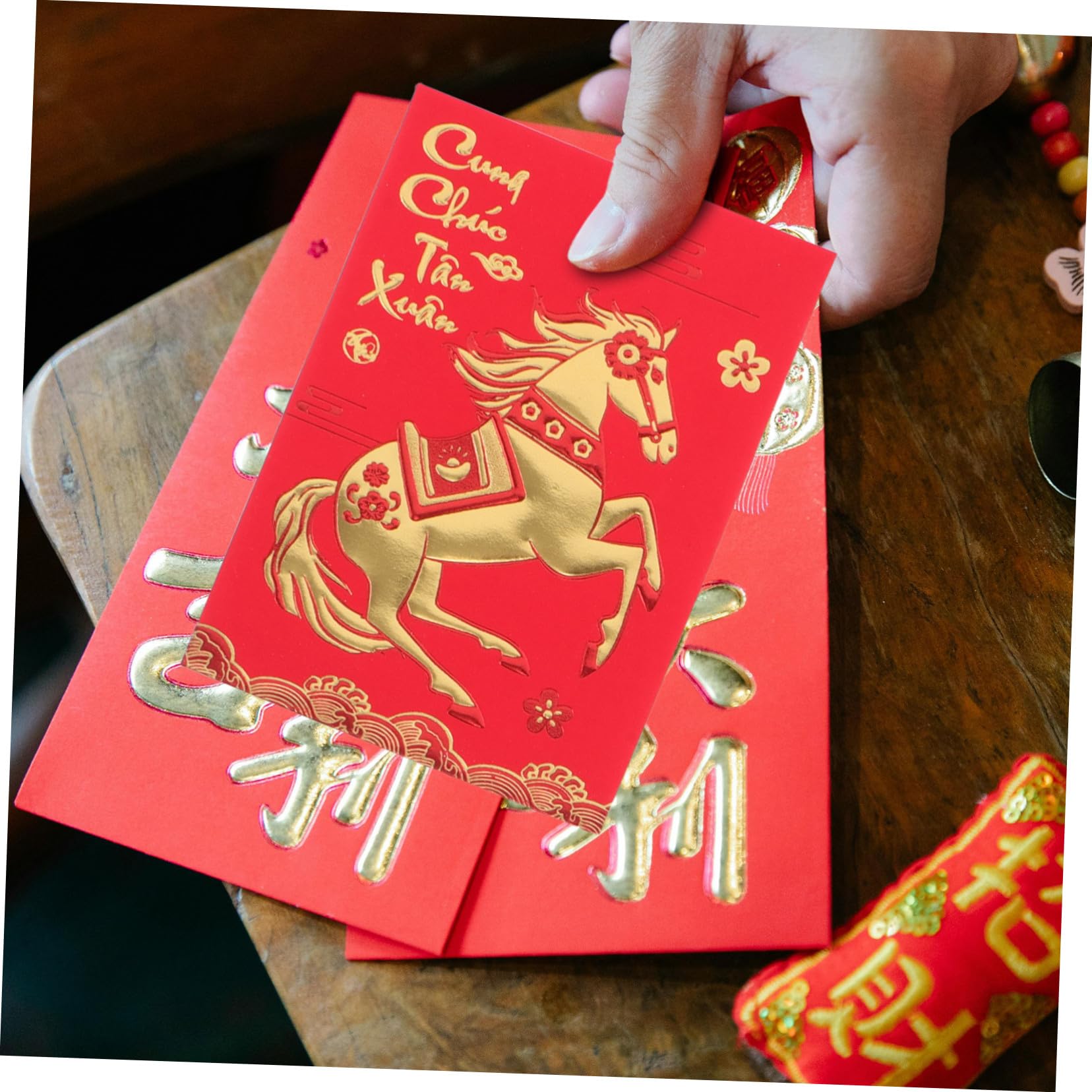 DOITOOL 360piezas Sobres Rojos Creativos Año Del Caballo Suerte Regalos Festival De Chino Sobres Tradicionales Dinero Boda