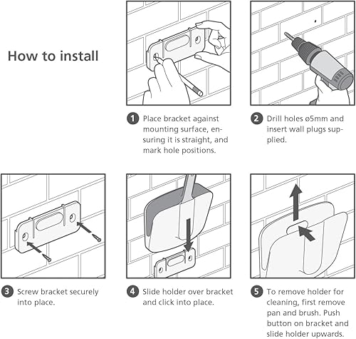 Miniatura 7 de Joseph Joseph CleanStore - Juego de recogedor y cepillo de pared para interiores con almacenamiento compacto de protección contra el polvo, cepillo