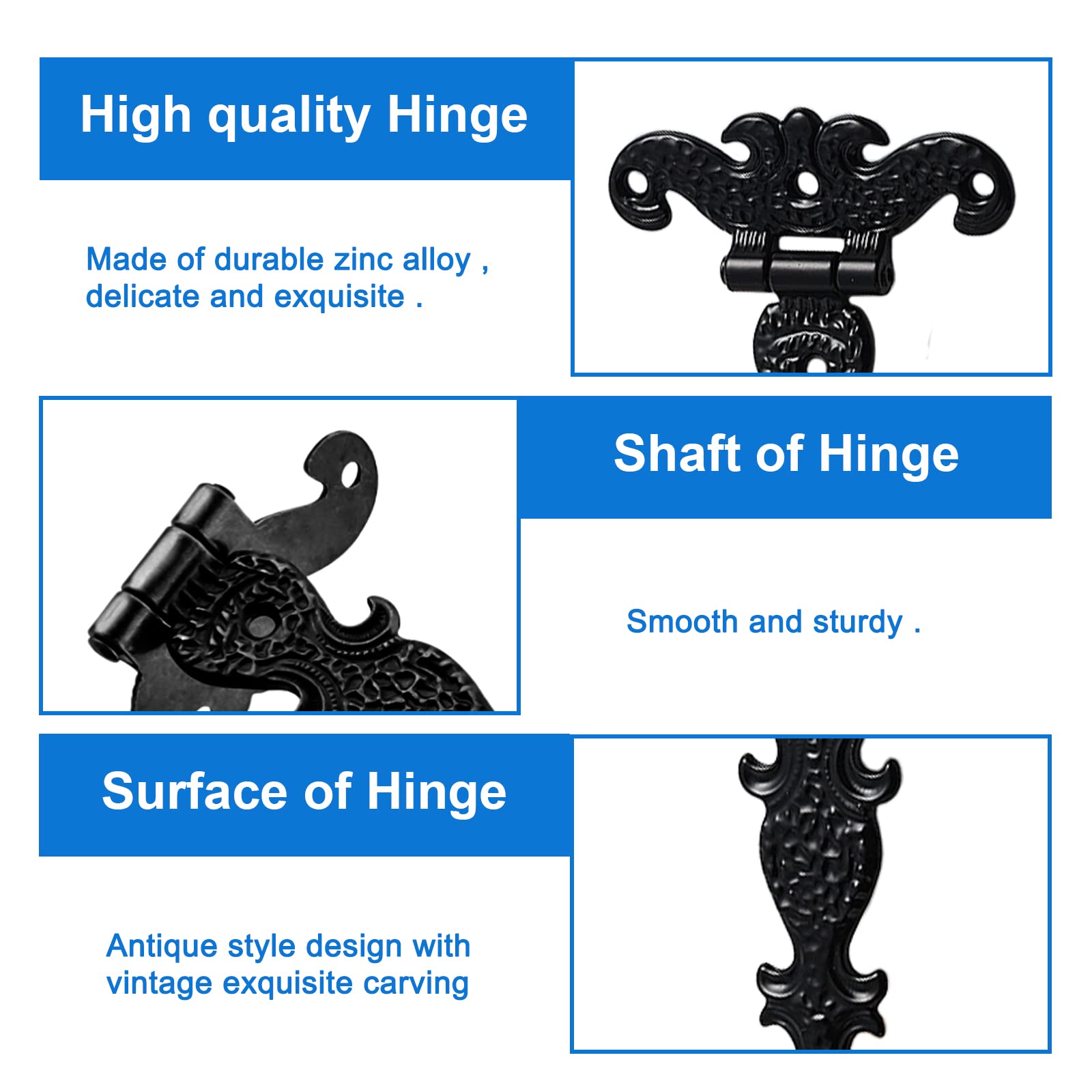 Charnière De Porte En Alliage De Zinc Avec Vis 11,3 Cm X 6,9 Cm Noir 12 Pièces | Leroy Merlin