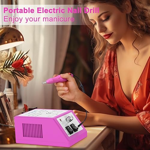 Miniatura 2 de Cadrim Taladro eléctrico de uñas de 20000 rpm, lima de uñas eléctrica profesional, manicura pedicura, kit de taladro de uñas con 156 bandas de