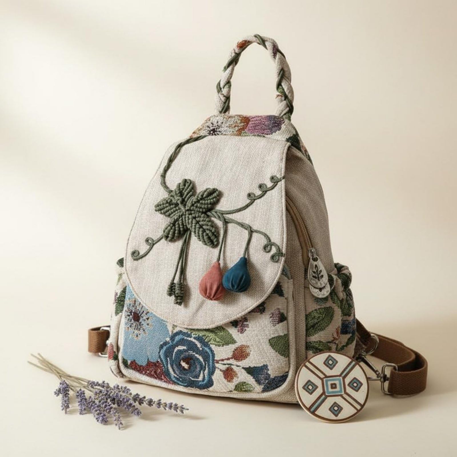 Zaino Boho Zaino Donna Zainetto Borsa a Tracolla Borsa Multiuso in Tela con Design Convertibile E Spallacci Regolabili per Portabilità Adatto a Pendolarismo Viaggi Casual Scuola