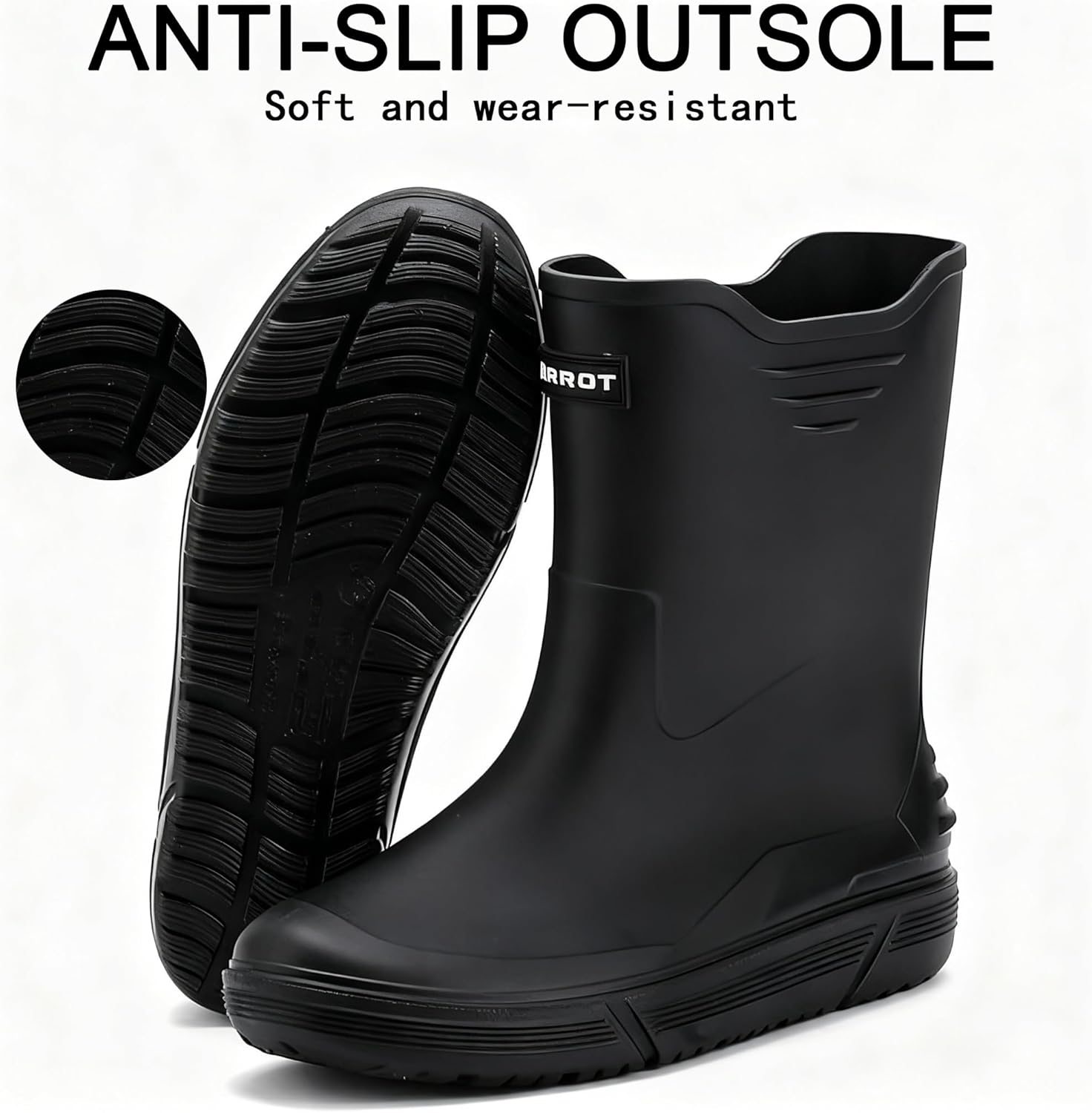 Rain Boots for Men, Non-Slip Rubber Boots, Waterproof Outdoor Garden Boots, Lightweight Mid Calf Rainboots, Comfort Muck Work Shoes for Fishing Climbing Farming - Image 5