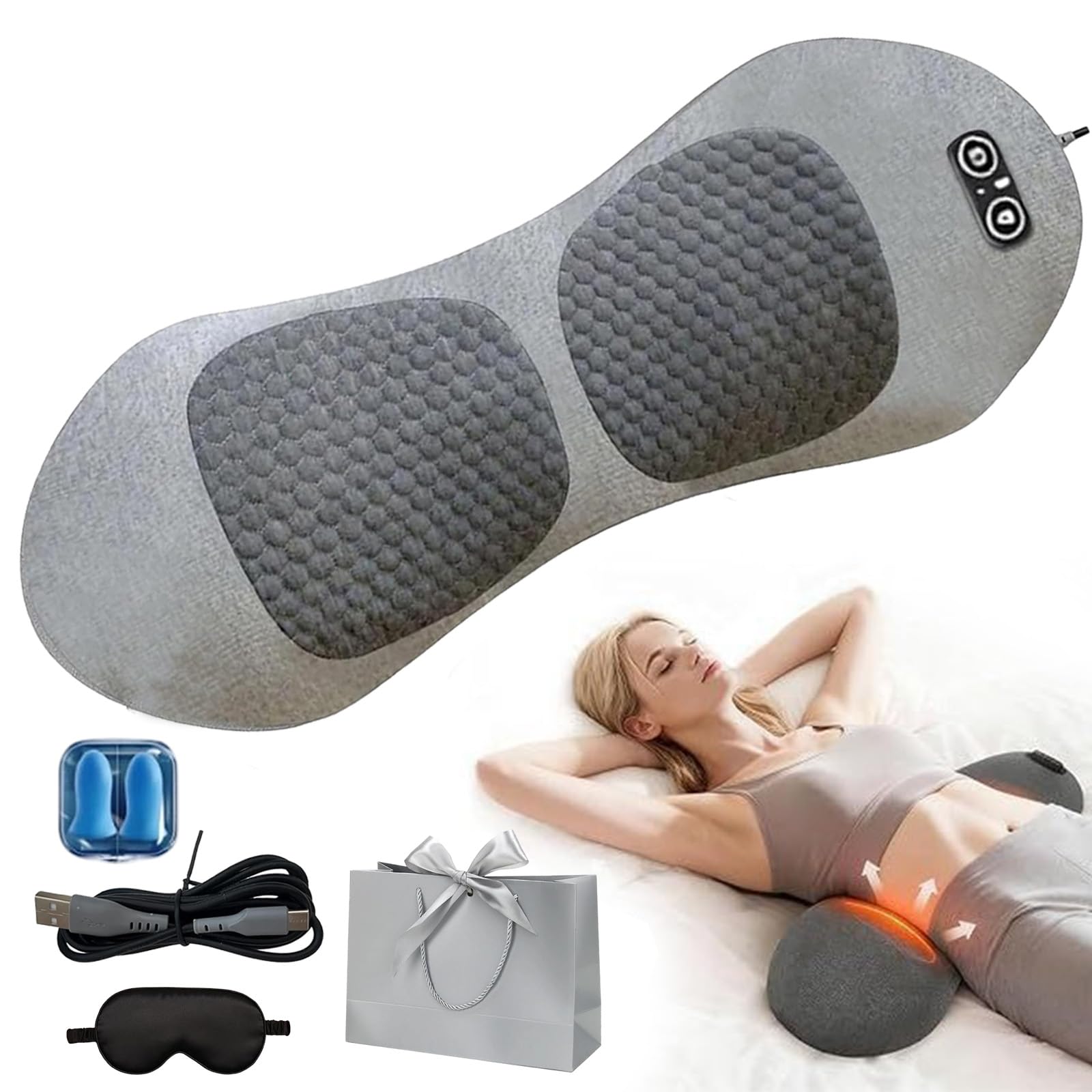 RüCkenmassagegeräT, 3-In-1 Massager, RüCkenmassagegeräT Elektrisch Mit ErwäRmung, Vibration & Traktion, For Nacken, Schultern Und RüCken (Hellgrau, Netzanschluss)