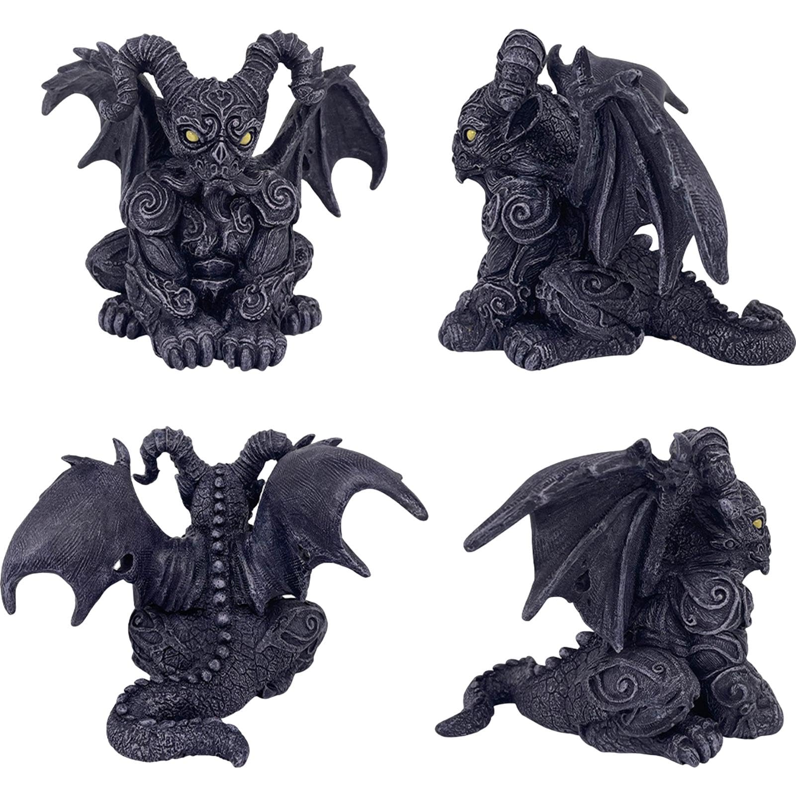 Amazon.co.jp: 怖いドラゴンの置物、座っているドラゴンの樹脂像