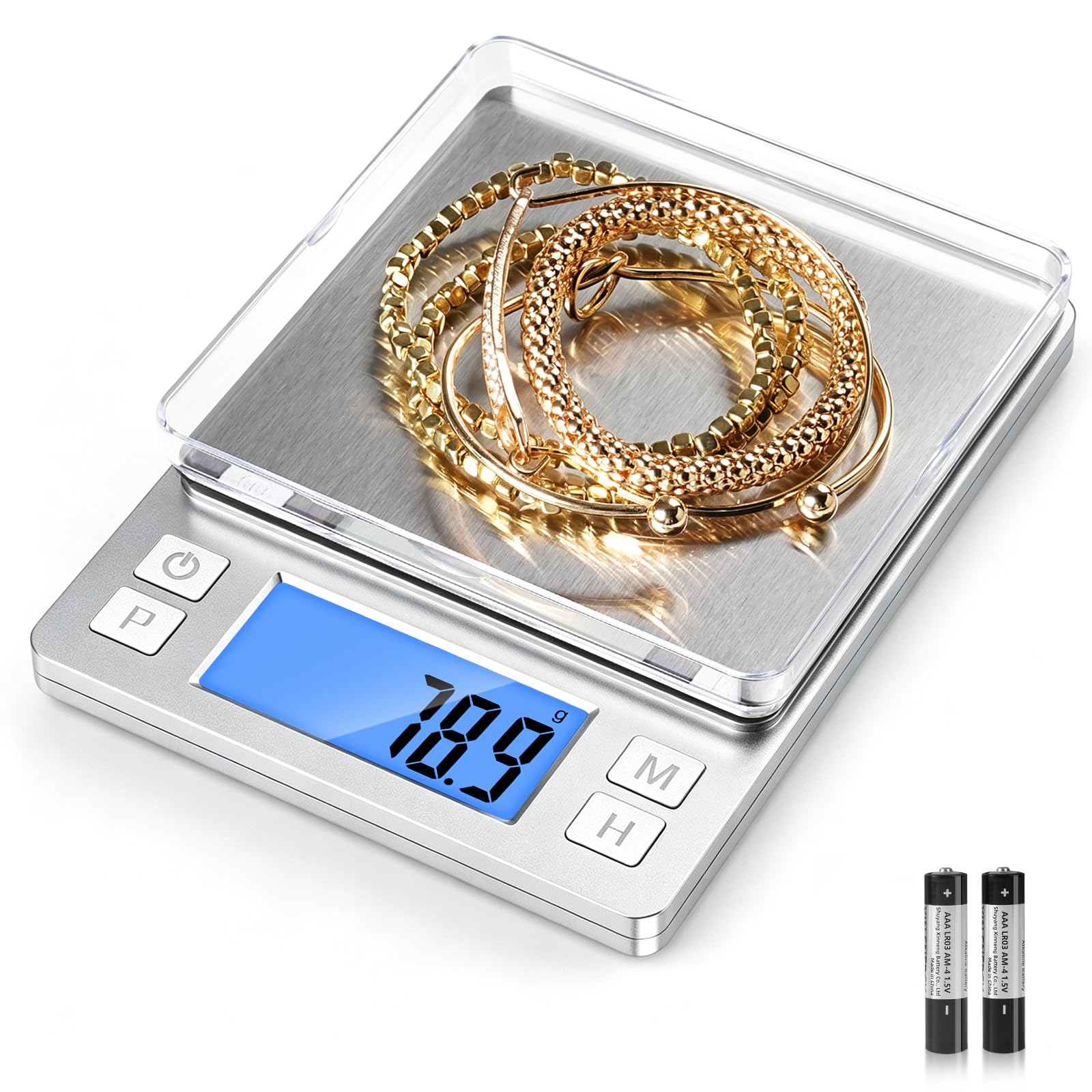 BOMATA Upgraded Small Food Scale, 0.1 g High Precision, 3000 g, with New Hold Function and Larger Display, Digital Kitchen Scale for Small Item, Jewelry Silver