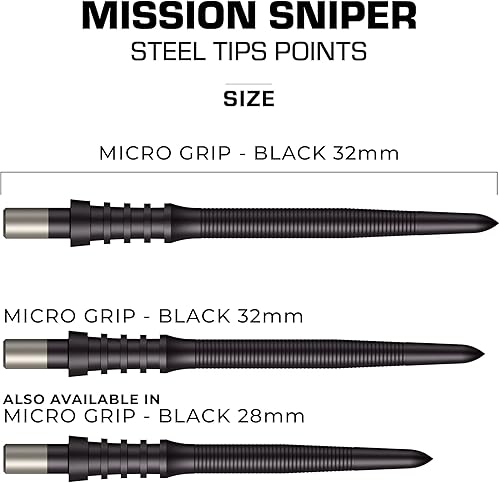 Miniatura 2 de Mission Darts Sniper Points Micro Grip | Puntos de repuesto de punta de acero | 1.260 in Negro