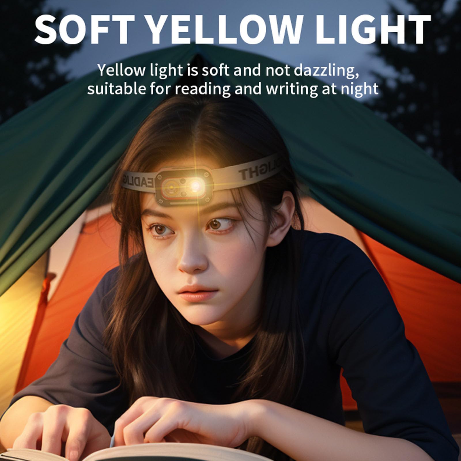 3000 lumen, super luminosi, ricaricabili tramite USB, lampada frontale a LED,regolabile, impermeabile, con sensore di gesto, adatta per campeggio, ciclismo, pesca durante（Confezione da 2）