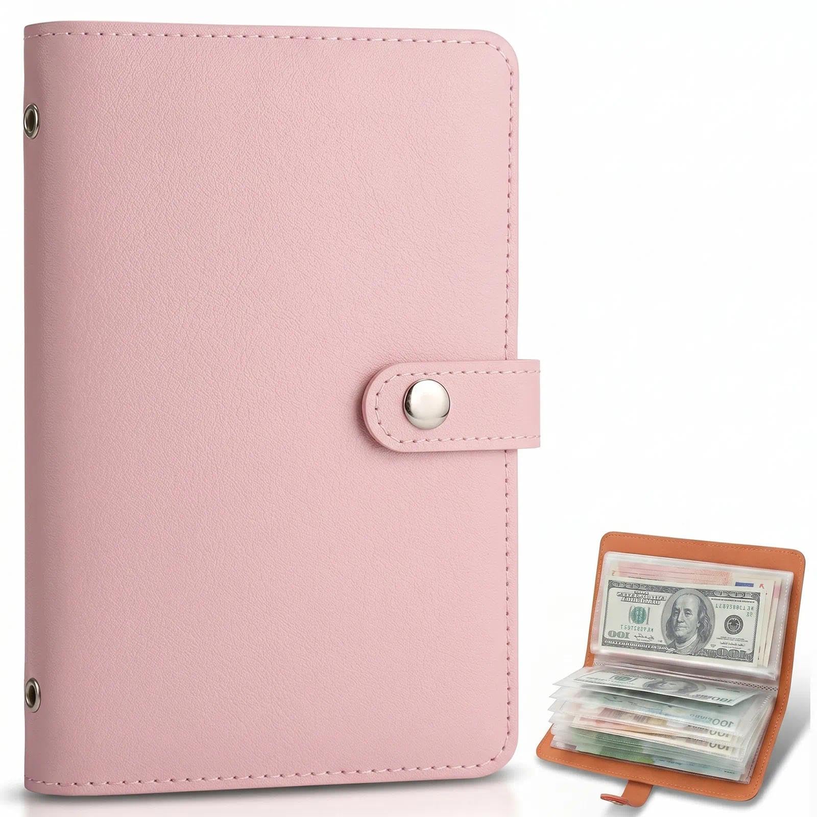 DUSKWINK Savings Challenge Book for Couples | Money Saving Wallet,Money S-aving Wallets for Cash UK | 100 Envelopes S-aving Challenge UK Saving Notebook & Binder (Pink)