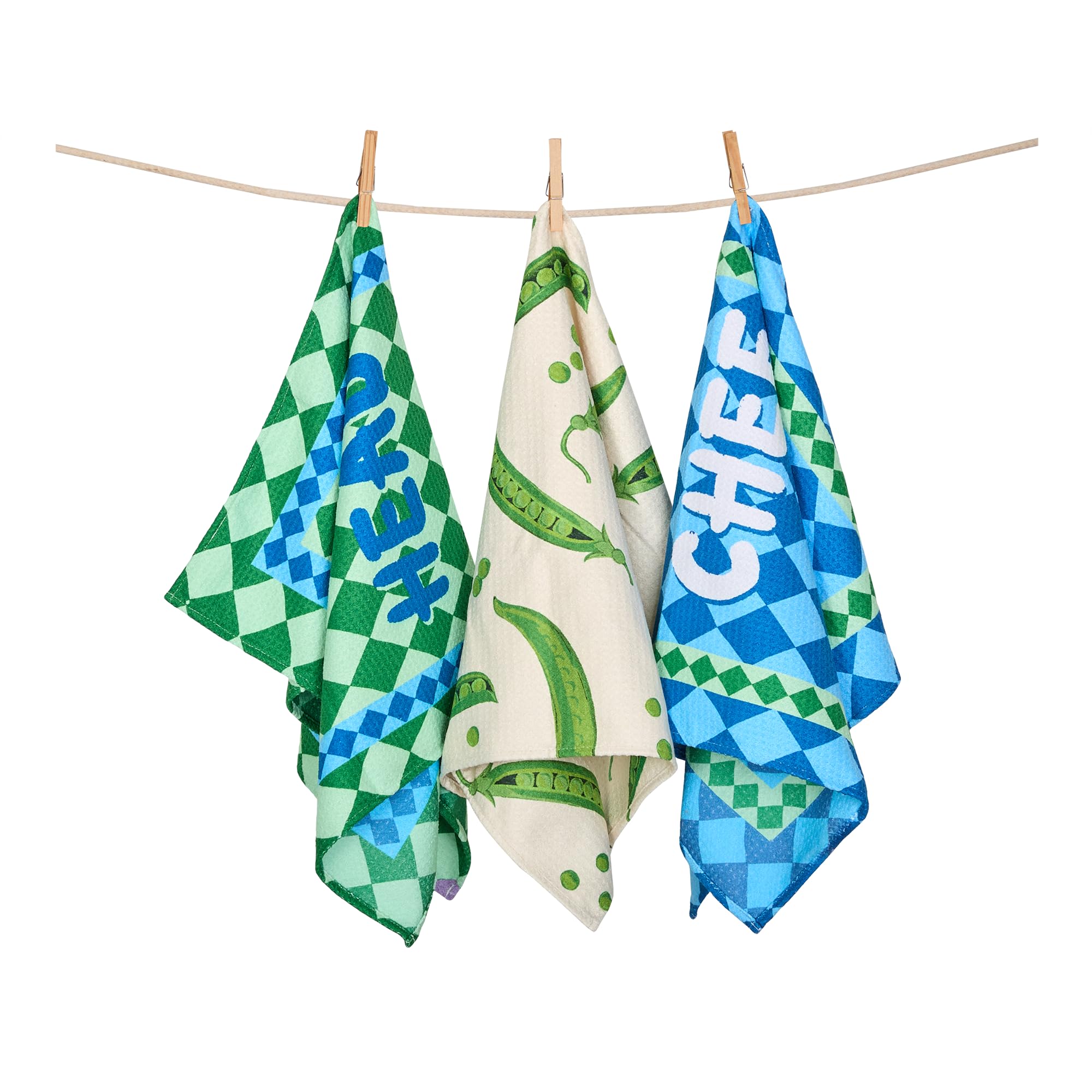 Dock & Bay Tea Towels - Quick-Drying Dish Towels in Thick Waffle Fabric - Medium Size 75x45cm, 29x17 - The Kitchen Crew - Set of 3