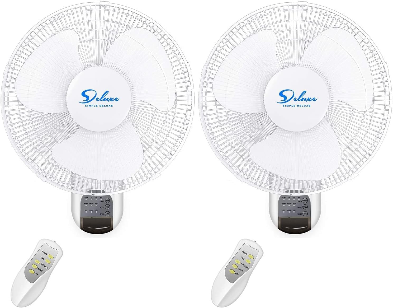 HealSmart 16 Inch Wall Mount Fan with Remote Control, 3 Oscillating Modes, 3 Speed, Timer, 2 Pack