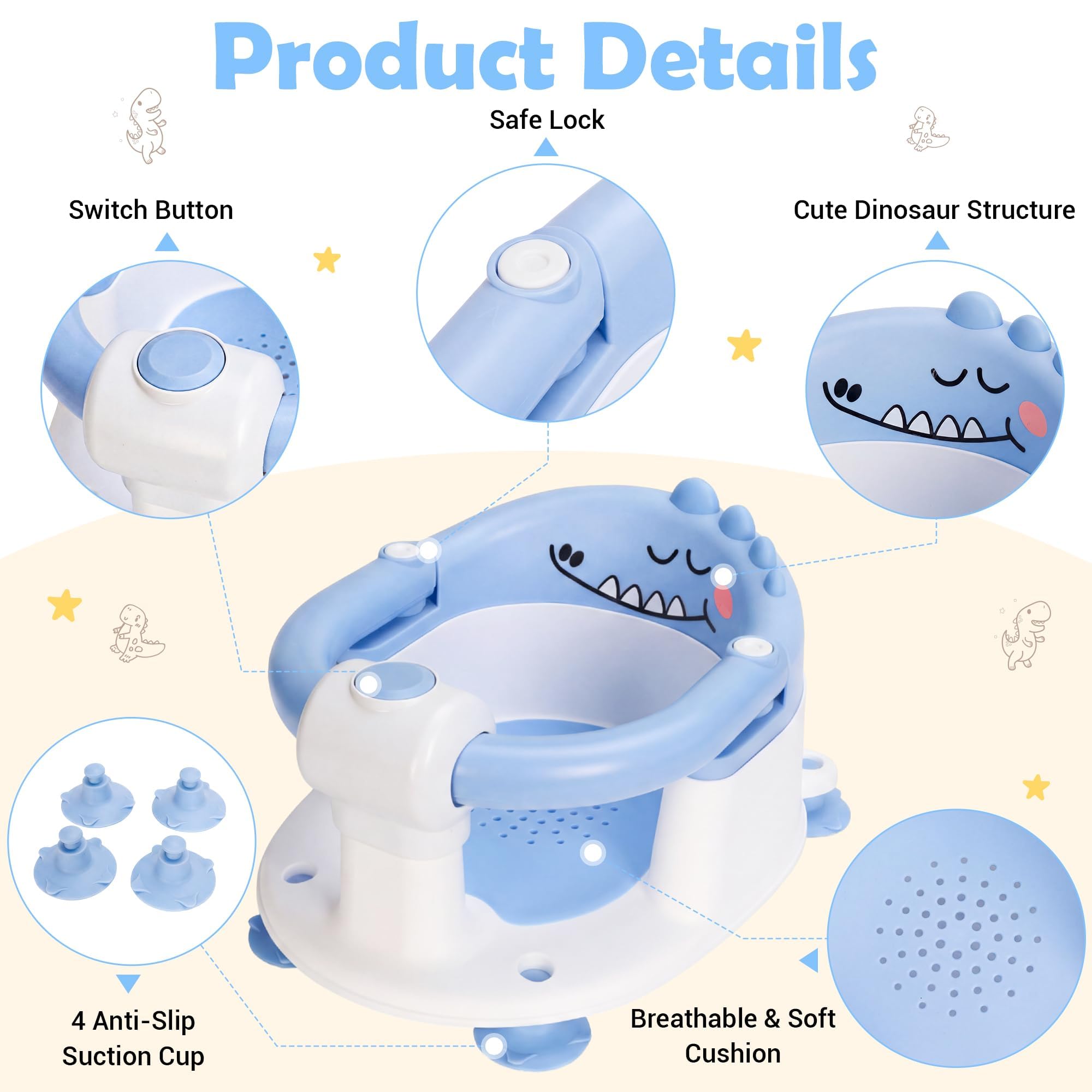 Asiento de bañera para bebés(azul)