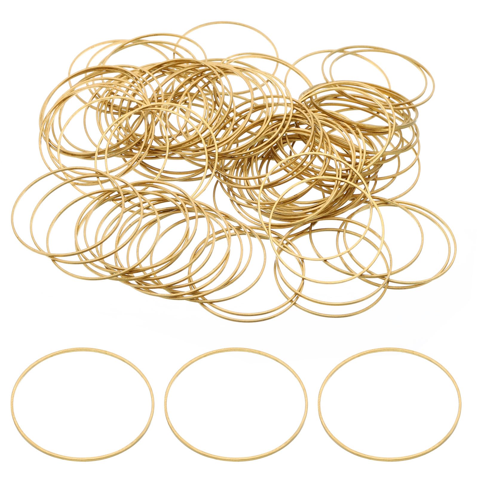 PATIKIL 35mm OD x 33.5mm ID Beading Hoop, 100Pcs Solid Copper Beading Finding Ring