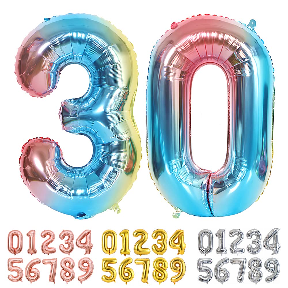 Foil Globo Número 5 Azul 40" (101cm), Inflable Helio o aire, Gigante Numeros 0-9, 10-19, 20-29, 30-100, Grande Globos Decoración para La Boda Aniversario y Cumpleaños Fiestas — view 276