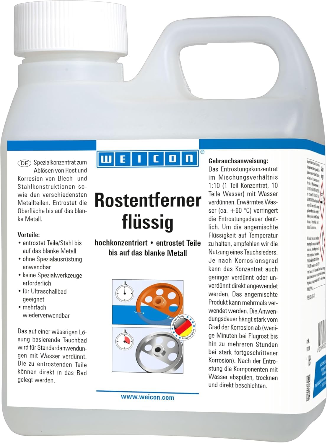 WEICON Rust Converter Liquid Active | 1 kg | Stops corrosion indoors & outdoors