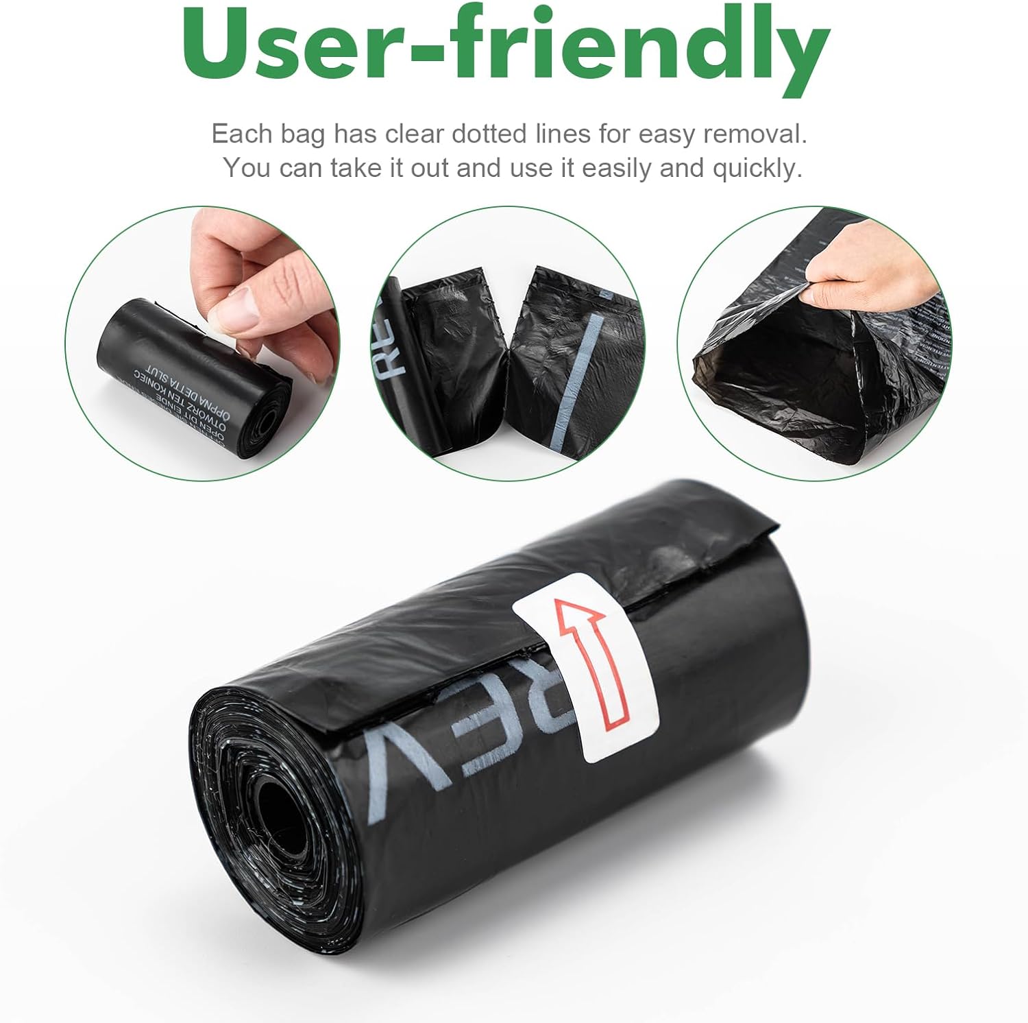 REVER GH50, Dog Poop Bags, 300 Units, Extra Thick Dog Poop Bag, Fragrance Free, 33 x 23 cm, 20 Rolls, 15 per Roll, Black 6