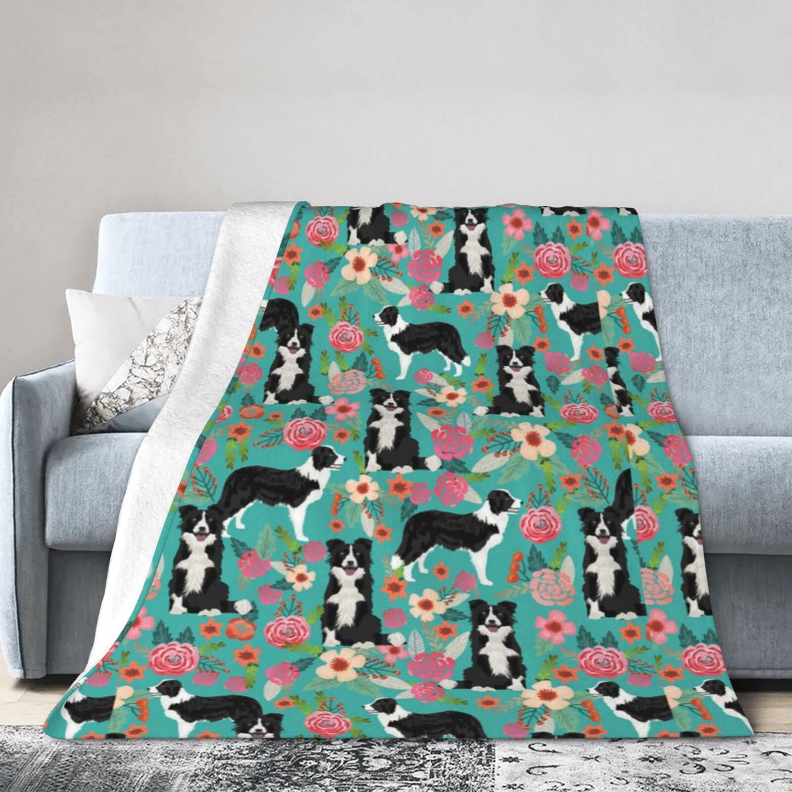 Couverture Border Collie chaude et légère pour éviter le froid sur le lit ou au salon