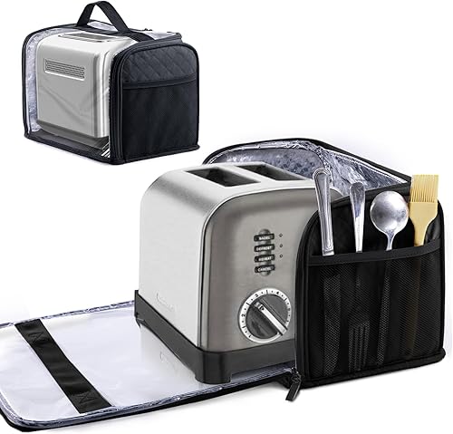 Miniatura 9 de BAGSPRITE Funda para tostadora para 2 rebanadas de ranura ancha, cubiertas antipolvo completamente abiertas para electrodomésticos de cocina