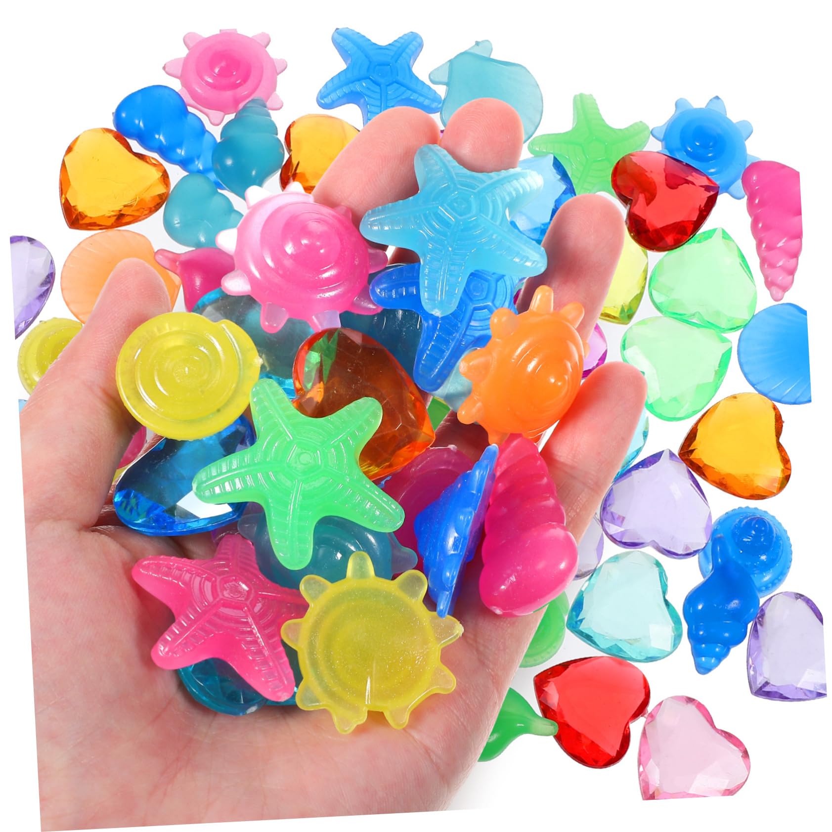 YARNOW 1Set Pirate Treasure Chest with Colorful Glowing Dive Gems Plastic Gems for Pool Parties Beach Games Treasure Hunts Summer Activities