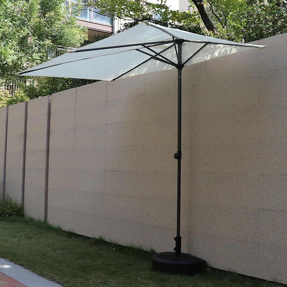 Ombrellone da giardino a metà altezza, ombrellone da parete per esterni da 2,4 m con telo rettangolare, altezza regolabile e 5 robuste stecche per terrazza, patio, veranda