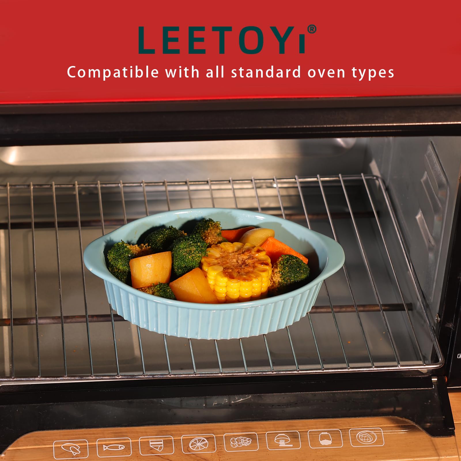 LEETOYI Porcelain Small Oval Au Gratin Pans, Set of 4 Baking Dishes Set