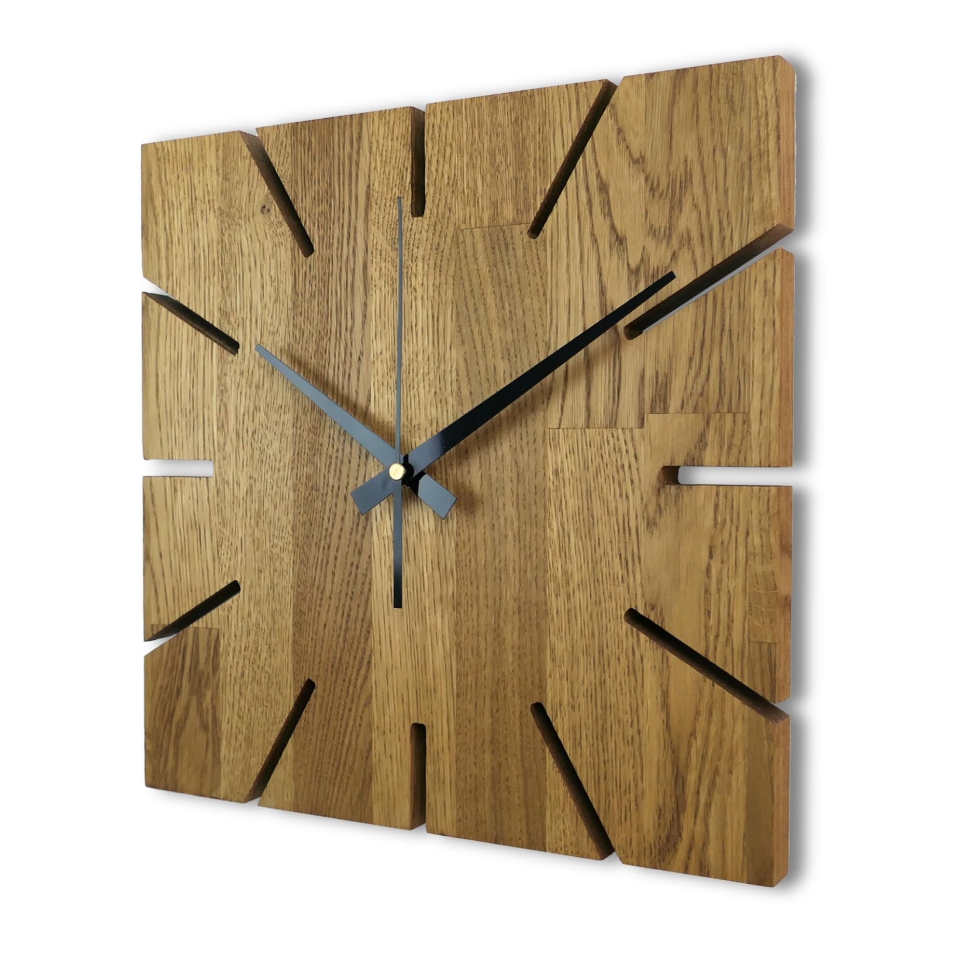 SENTOP Wall Clock MAS008 Made of Real Oak Wood, Modern Wall Clock Made of Real Oak, Hanging Decoration, Square (Colour Oak - Image 4