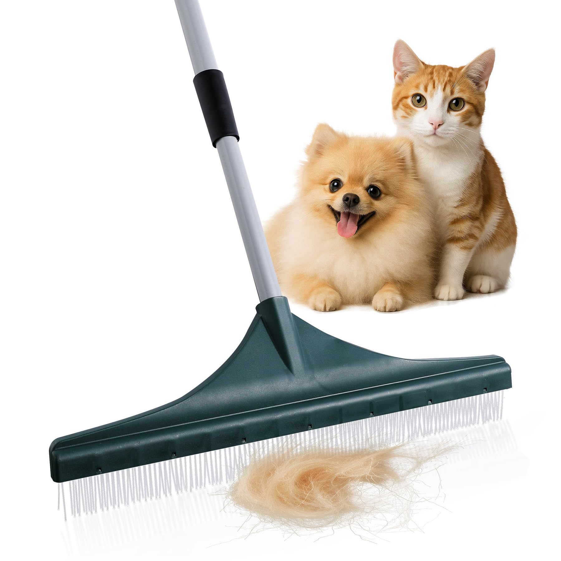 Yocada Carpet Rake for Pet Hair Removal Reusable Pet Hair Remover Telescopic Carpet Scraper Sweeper Cat Dog Hair