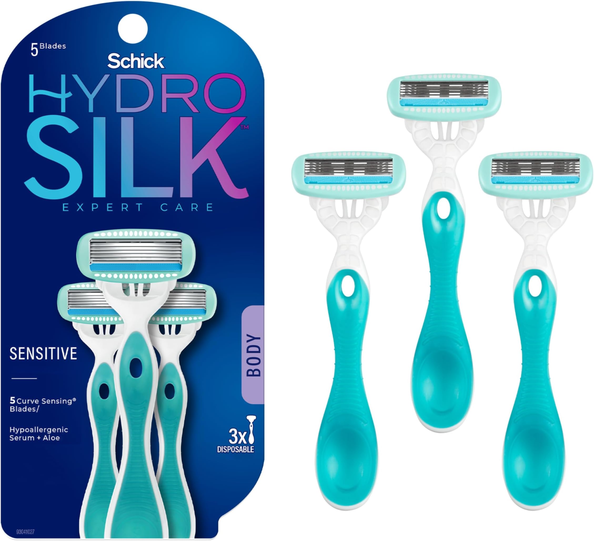 Sensitive Women's Disposable Razors, 3ct | 5-Blade Disposable Razors for Women Sensitive Skin | Travel Razor for Women