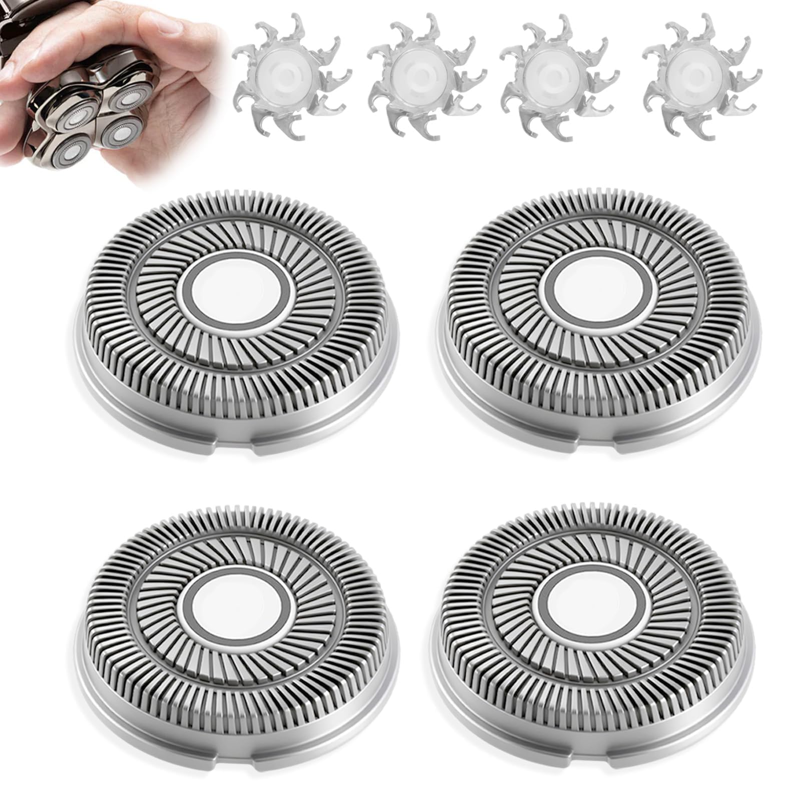 Skull Shaver Pitbull Cabezal de Repuesto Compatible con Skull Shaver Pitbull Gold PRO/Silver PRO/Platinum PRO, Máquinas de Afeitar Eléctricas Cuchillas Flotantes 360 Grados (4 Piezas)