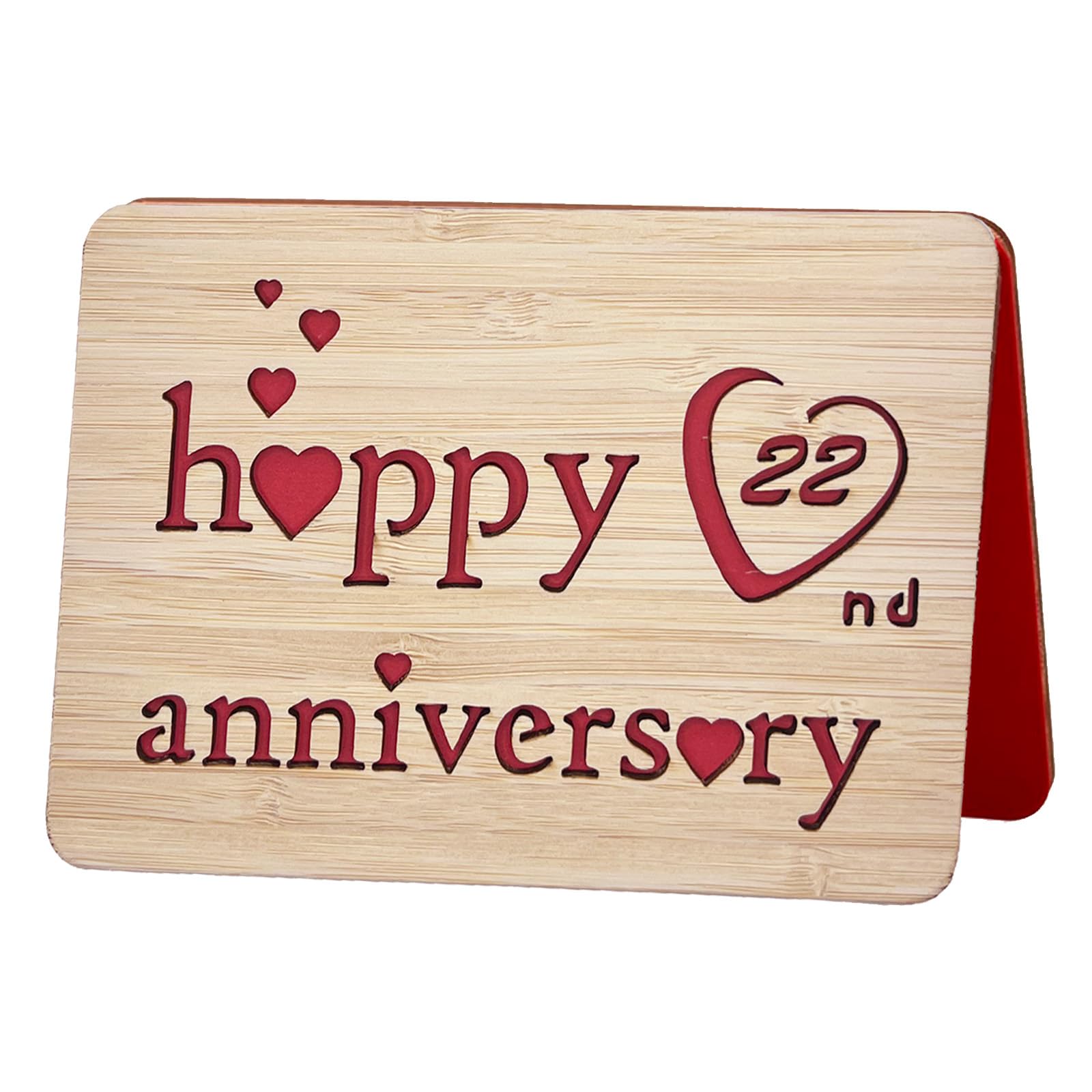 Della Stella Wooden 22nd Anniversary Card,Handmade Wedding Anniversary Greeting Cards,22nd anniversary card for Her,Him,Husband,Wife