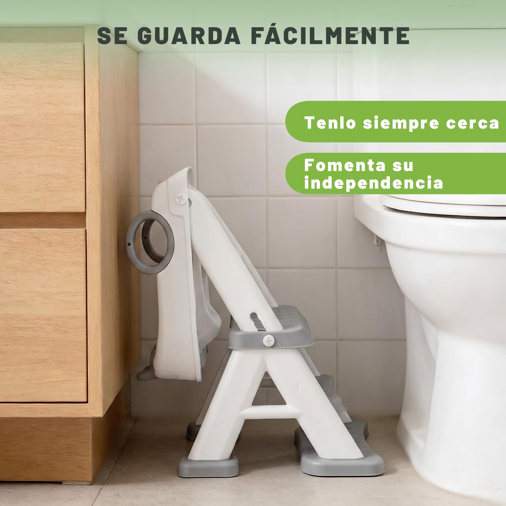 Adaptador WC Niños con Escalera Antideslizante, Asiento Adaptador para Inodoro Infantil con Escaleras Reforzadas y Cojín Desmontable, Plegable, Seguro y Estable, Entrenamiento para Dejar el Pañal