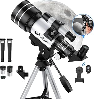 Telescope 70mm Aperture 400mm Refractor Telescope (15X-150X) for Astronomy Beginners, Portable with Adjustable Tripod & Wireless Remote