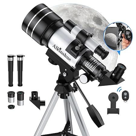 Telescope for Adults & Kids, 70mm Aperture 400mm Refractor Telescope (24X-180X) for Astronomy Beginners, Portable Telescope with Adjustable Tripod Phone Adapter & Wireless Remote, Gifts for Kids