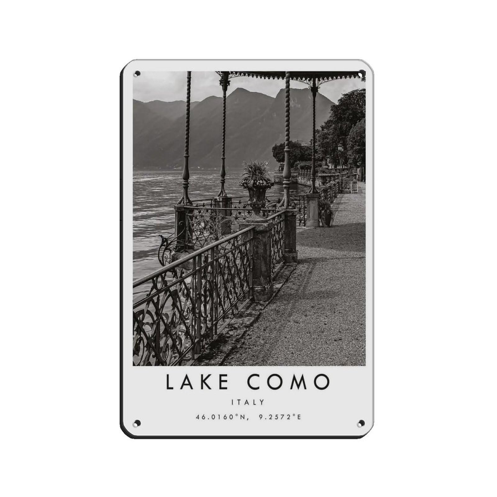 Lake Como Travel Retro Poster Metal Tin Sign Chic Art Retro Iron Painting Bar People Cave Cafe Family Garage Poster Wall Decoration 8x12inch(20x30cm)