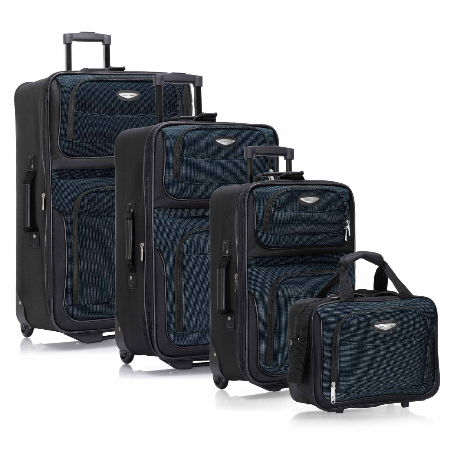 Amsterdam Softside Expandable Luggage with Rolling Wheels, Navy, 4-Piece Set (15/21/25/29)